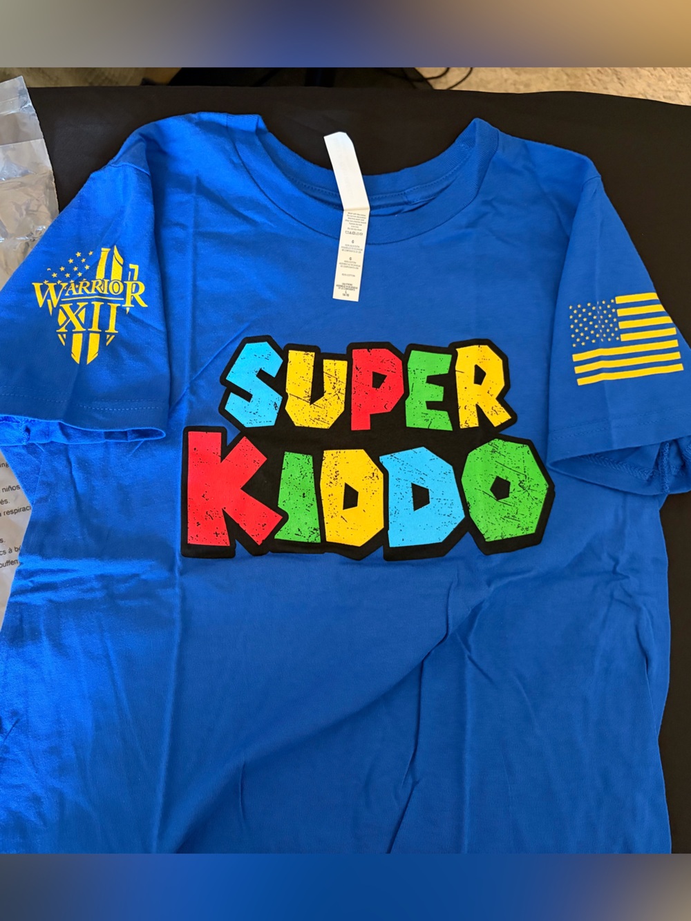 Warrior Kid Super Kiddo Youth Blue Graphic T-Shirt Size L (14-16)